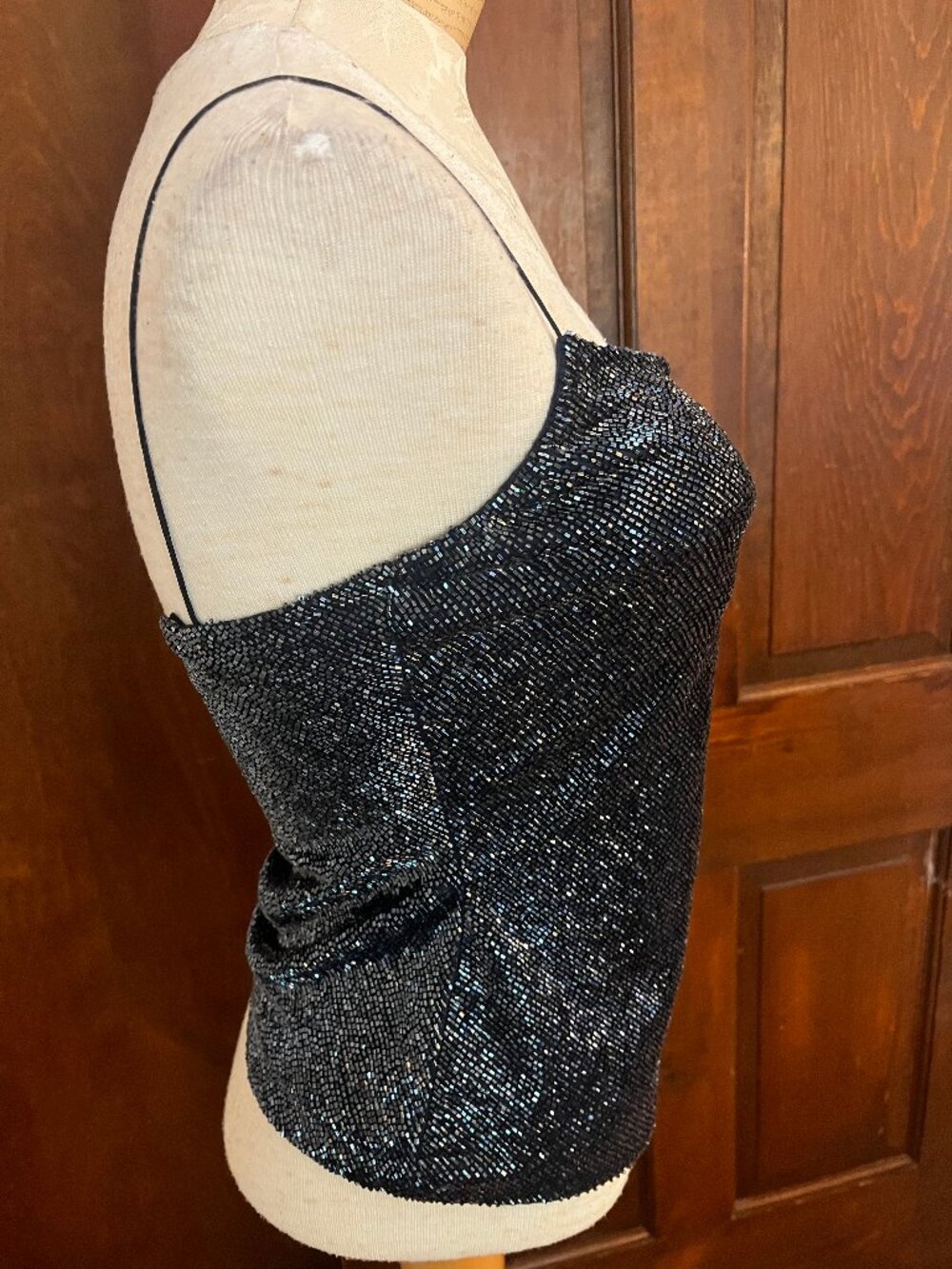 Randolph Duke Vintage Y2K Navy Blue Beaded Camisole Built-in Bra Size 8 - Picture 9 of 16